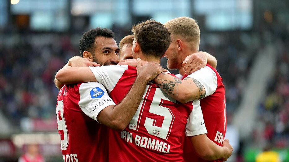 Vangelis Pavlidis, Dani de Wit, Ruben van Bommel en Jens Odgaard van AZ