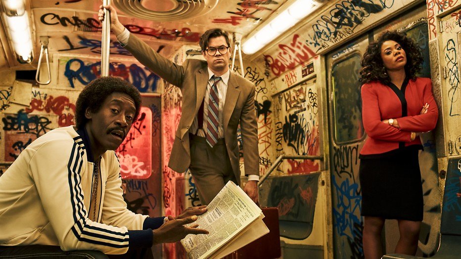 Don Cheadle, Andrew Rannells en Regina Hall Don Cheadle, Andrew Rannells en Regina Hall