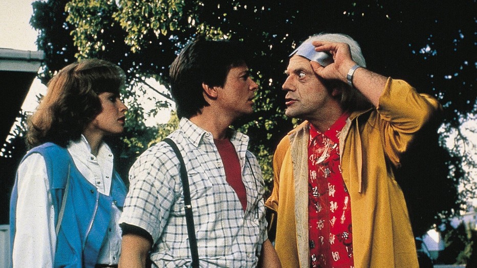 Michael J. Fox en Christopher Lloyd in Back to the Future Part II