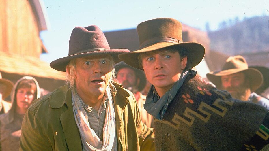 Christopher Lloyd en Michael J. Fox in Back to the Future Part III Christopher Lloyd en Michael J. Fox in Back to the Future Part III