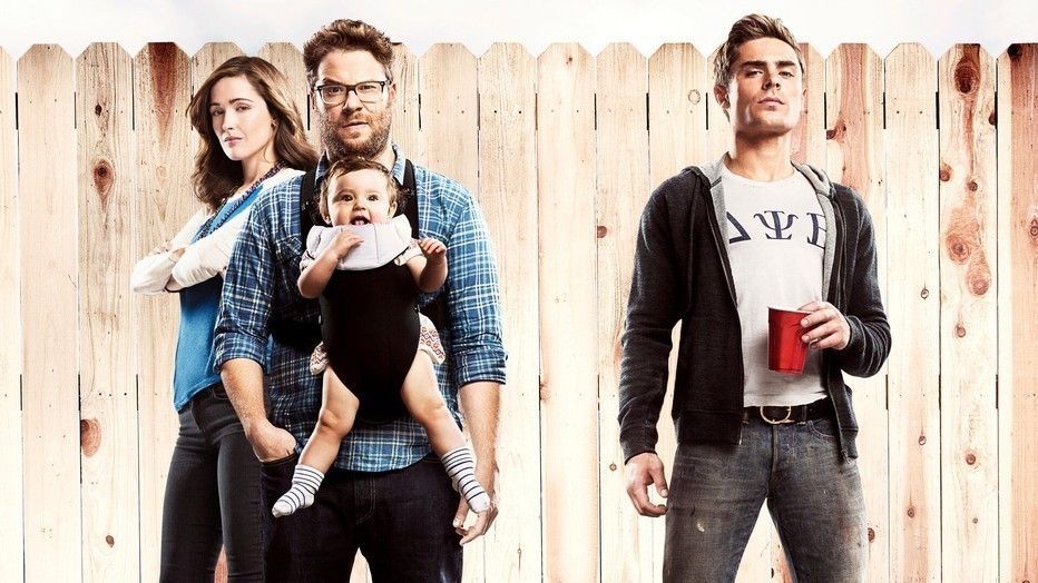 Seth Rogen, Rose Byrne en Zac Efron in Bad Neighbours Seth Rogen, Rose Byrne en Zac Efron in Bad Neighbours