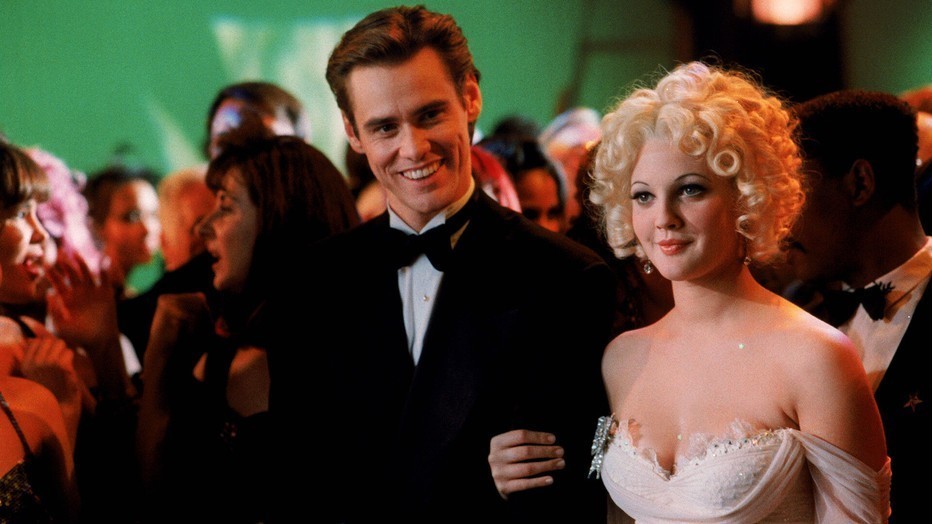 Jim Carrey en Drew Barrymore in Batman Forever Jim Carrey en Drew Barrymore in Batman Forever