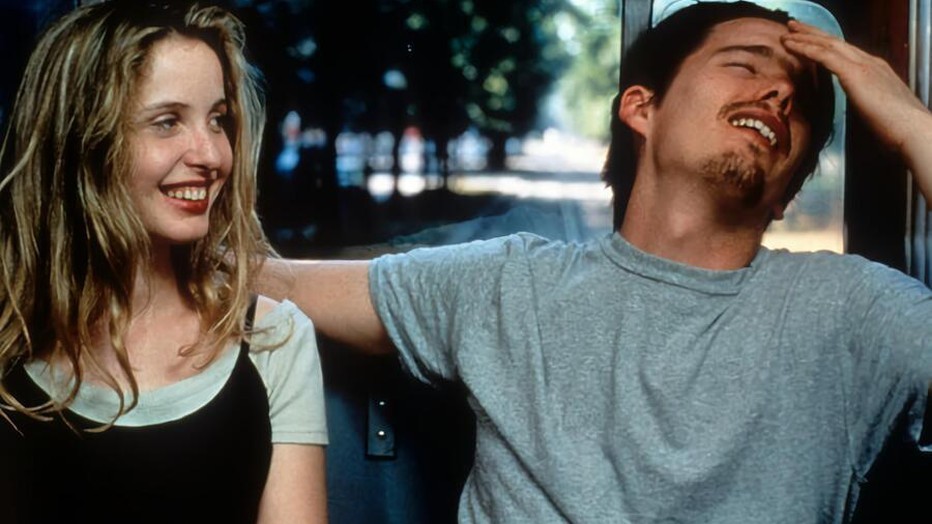 Ethan Hawke als Jesse en Julie Delpy als Celine in Before Sunrise