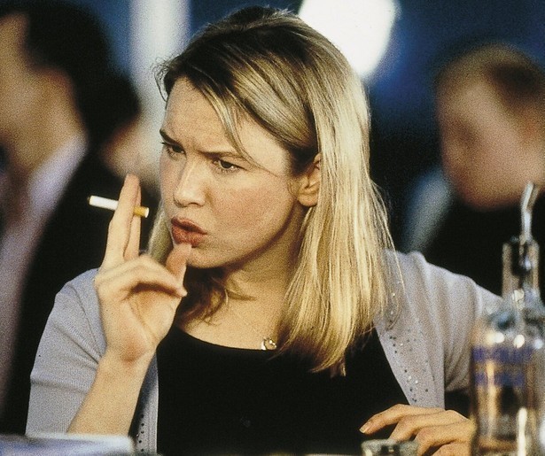 Renée Zellweger zit niet bepaald lekker in haar vel in Bridget Jones's Diary