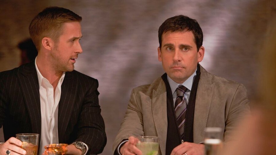 Ryan Gosling en Steve Carrell in Crazy, Stupid, Love. 