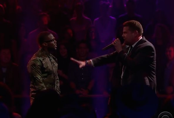 Videosnack: Kevin Hart en James Corden gaan los in rap battle