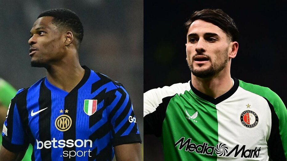 Denzel Dumfries (Inter Milaan) & Julian Carranza (Feyenoord)