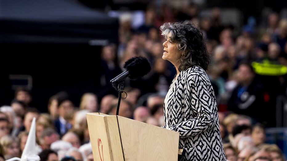 Dieuwertje Blok tijdens speech op de Dam. Dieuwertje Blok tijdens speech op de Dam.