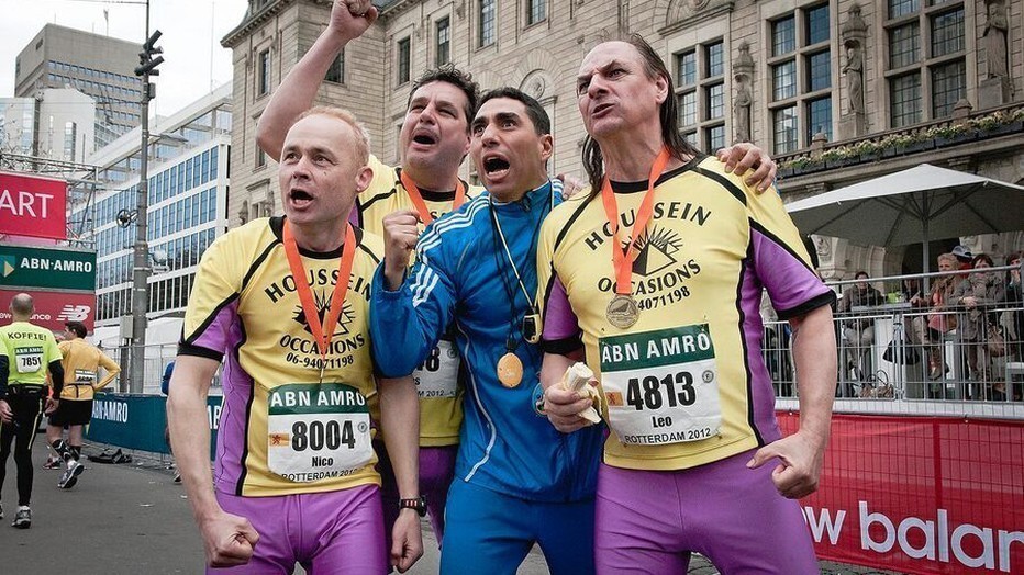 Marcel Hensema, Frank Lammers, Mimoun Oaissa en Martin van Waardenberg voor De Marathon