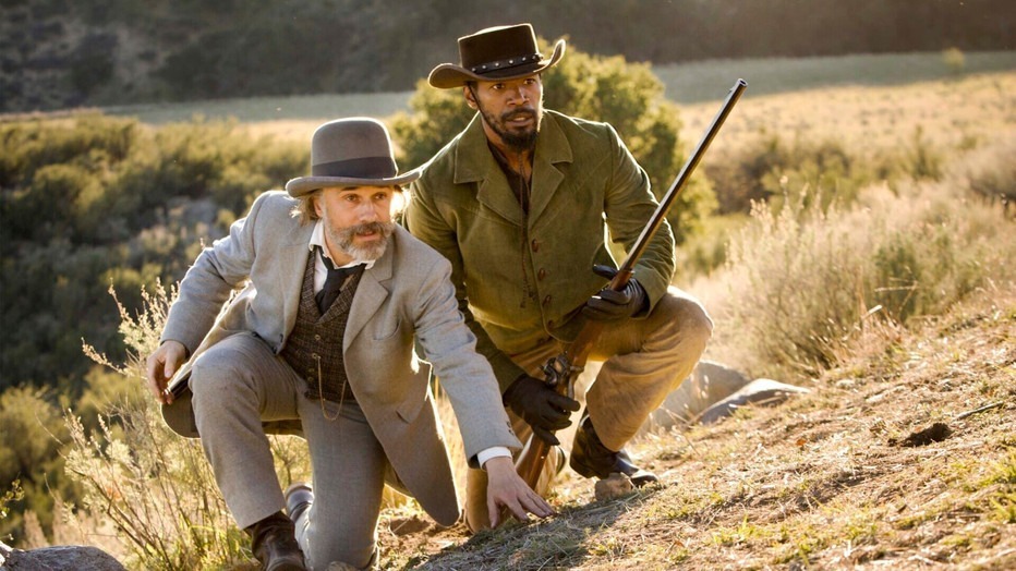 Christoph Waltz en Jamie Foxx in Django Unchained