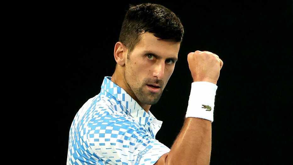 Novak Djokovic tijdens Australian Open 2023 Novak Djokovic tijdens Australian Open 2023