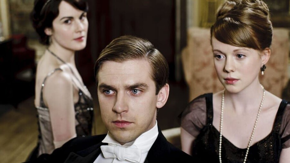 Michelle Dockery, Dan Stevens en Zoe Boyle in Downton Abbey