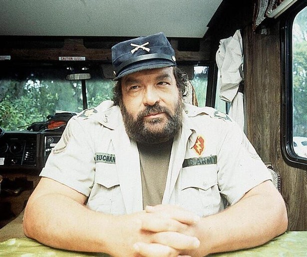 Terence Hill monstert aan bij Bud Spencer in De Vier Vuisten Hebben de Tropenkolder