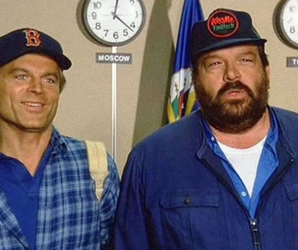 Terence Hill lift mee met Bud Spencer in De Vier Vuisten Slaan op Hol