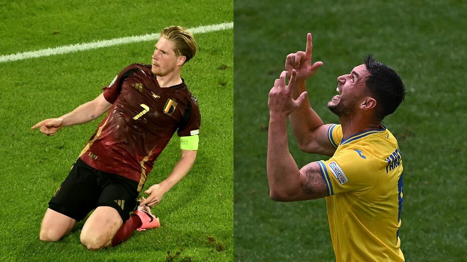 Kevin De Bruyne (België) en Roman Yaremchuk (Oekraïne) Kevin De Bruyne (België) en Roman Yaremchuk (Oekraïne)