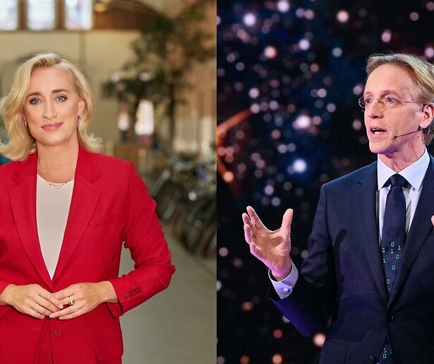 Robbert Dijkgraaf en Eva Jinek bespreken de belangrijkste wetenschappelijke ontwikkelingen in Eva & Dijkgraaf: Het College van 2025