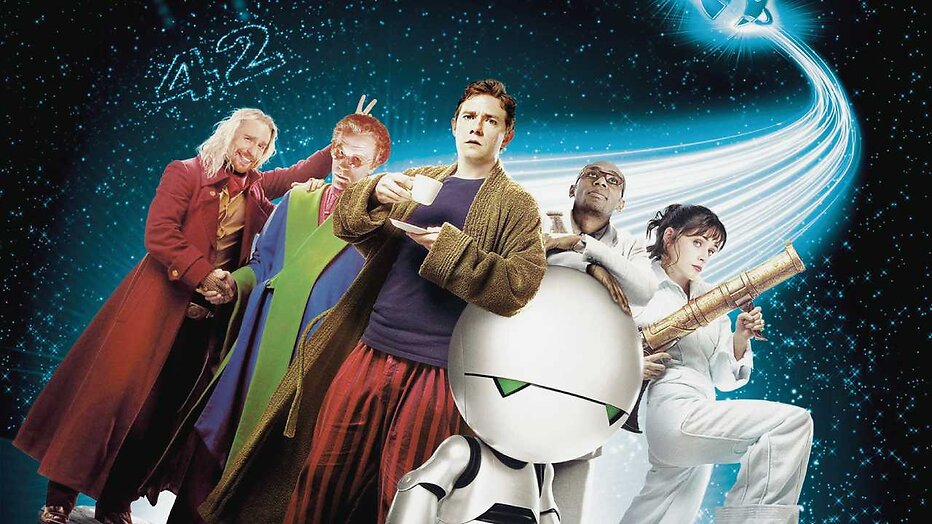 Martin Freeman en overige castleden The Hitchhiker's Guide to the Galaxy