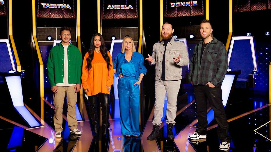 Flemming, Tabitha, Angela Groothuizen, Donnie en Nicky Romero voor The Talent Scouts Flemming, Tabitha, Angela Groothuizen, Donnie en Nicky Romero voor The Talent Scouts