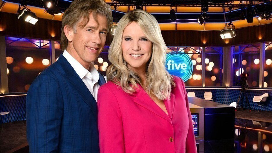 Waldemar Torenstra en Linda de Mol in FIVE LIVE