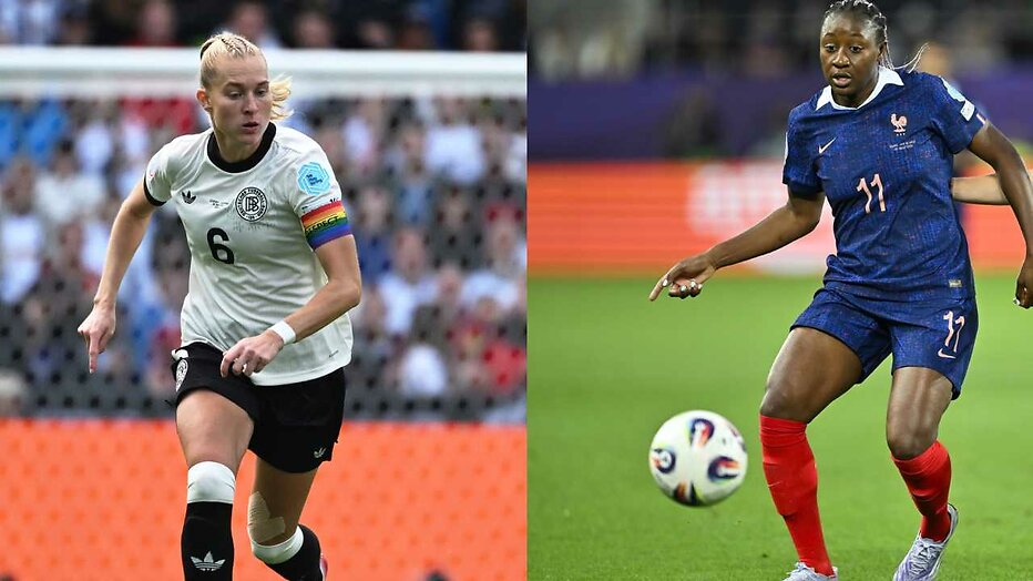 Janina Minge van Duitsland en Kadidiatou Diani van Frankrijk