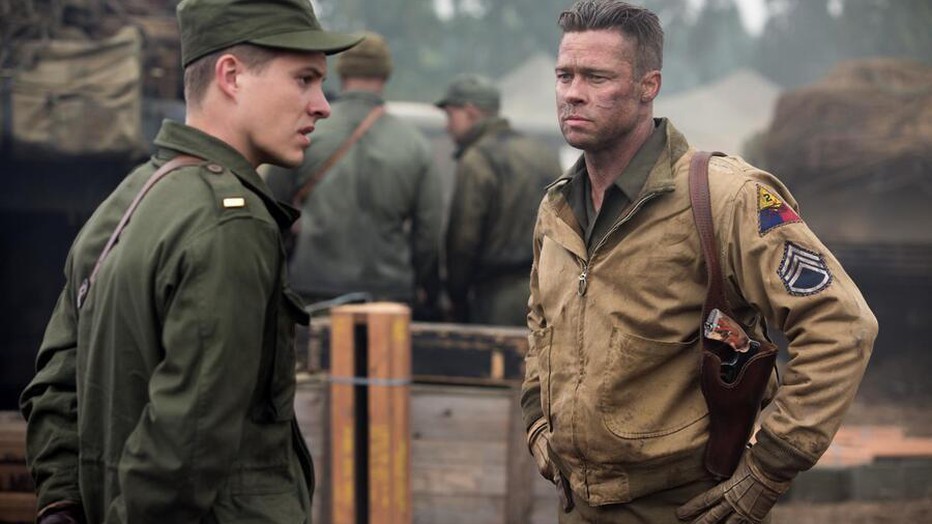 Xavier Samuel en Brad Pitt in Fury Xavier Samuel en Brad Pitt in Fury