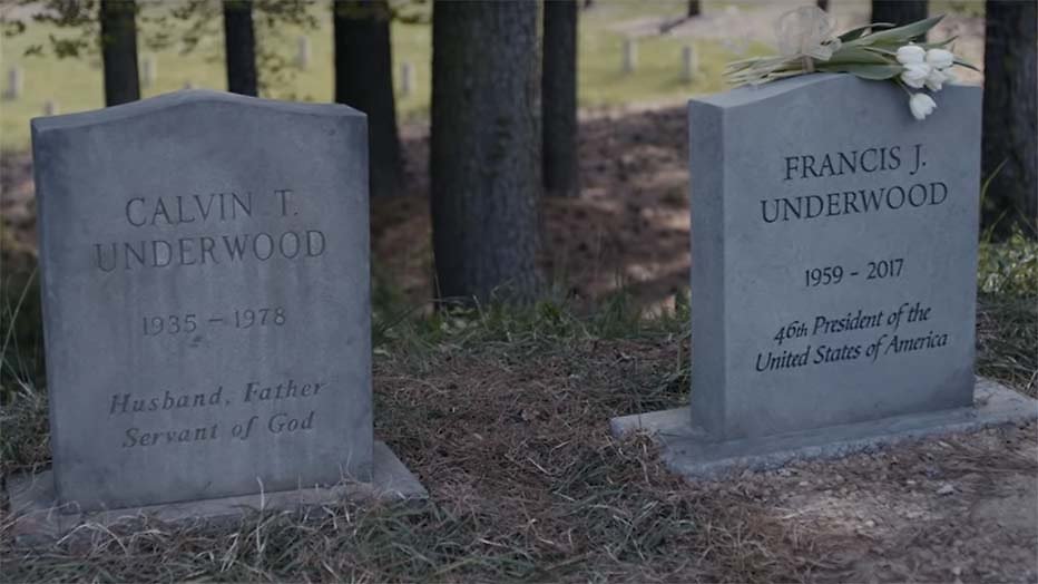 House of Cards begraaft Frank Underwood House of Cards begraaft Frank Underwood
