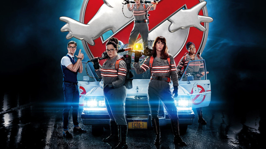 Chris Hemsworth, Melissa McCarthy, Kristen Wiig en Leslie Jones