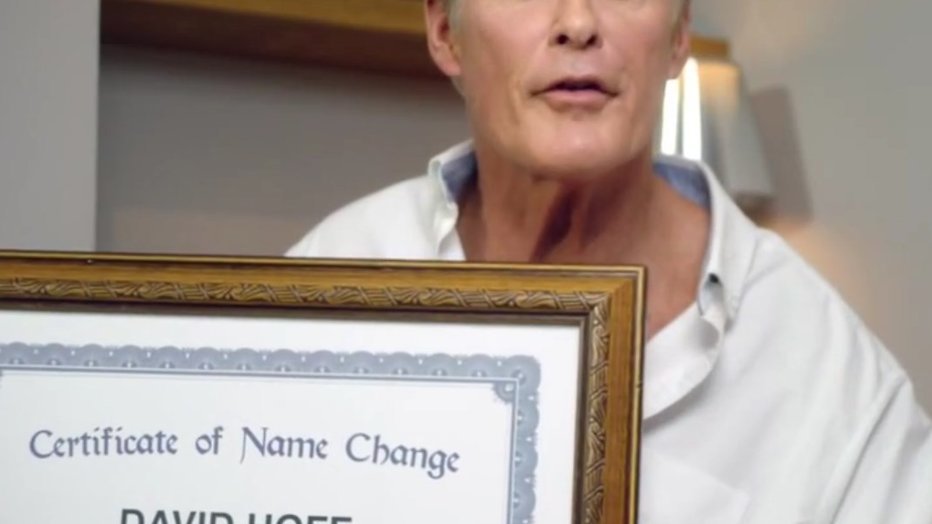 David Hasselhoff laat naam officieel veranderen David Hasselhoff laat naam officieel veranderen