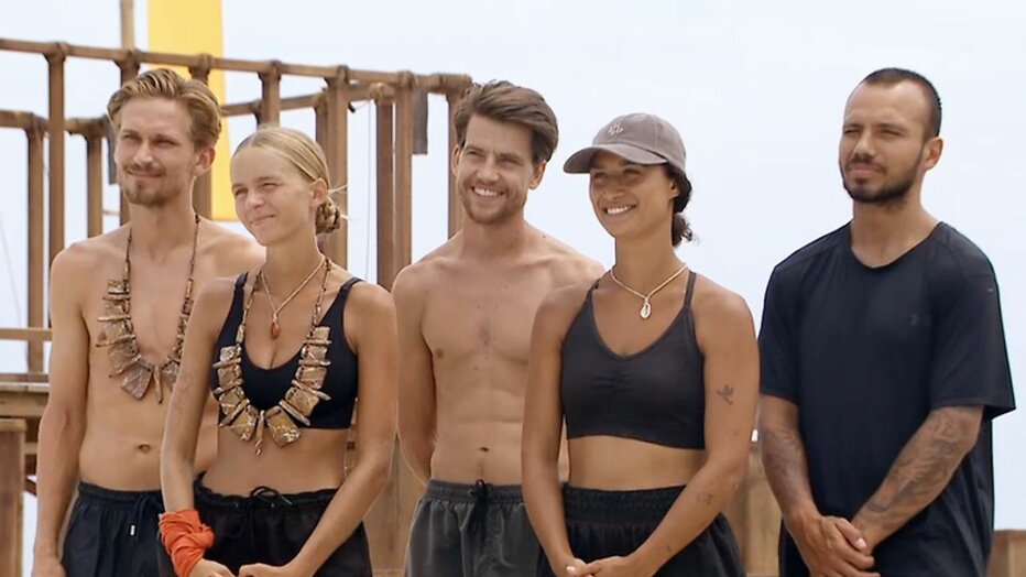 Camiel, Lies, Mátyás, Amijé en Nordin in Expeditie Robinson 2025