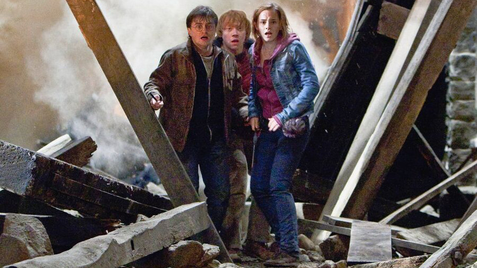 Daniel Radcliffe, Rupert Grint en Emma Watson in Harry Potter and the Deathly Hallows - Part 2