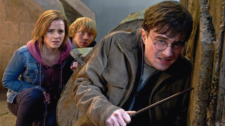 Emma Watson, Rupert Grint en Daniel Radcliffe in Harry Potter Emma Watson, Rupert Grint en Daniel Radcliffe in Harry Potter