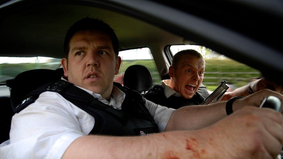 Simon Pegg en Nick Frost in Hot Fuzz Simon Pegg en Nick Frost in Hot Fuzz