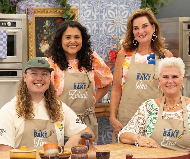 Erna, Ine, Tim en Zeinab strijden in Heel Holland Bakt Elke Dag