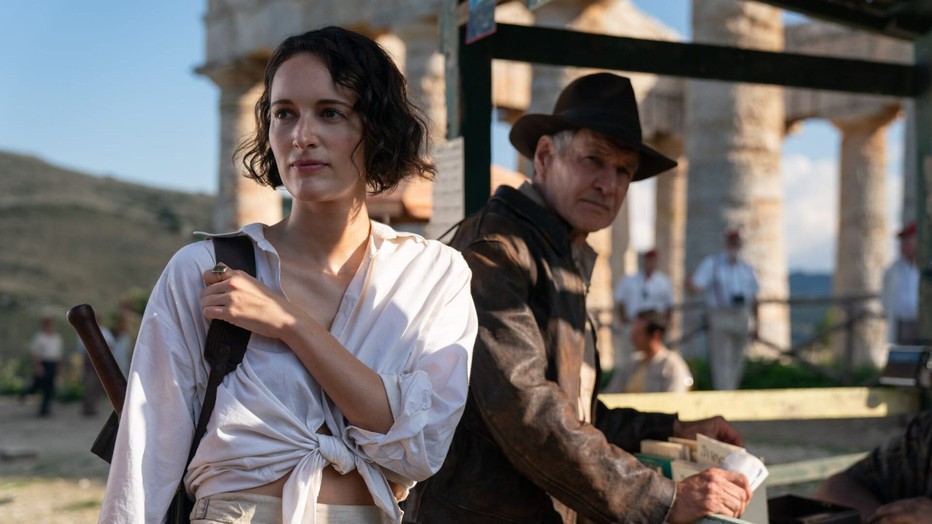 Phoebe Waller-Bridge en Harrison Ford in Indiana Jones and the Dial of Destiny