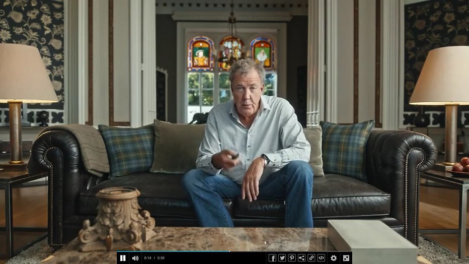 Enorm hoofd Jeremy Clarkson jaagt automobilisten doodsangsten aan