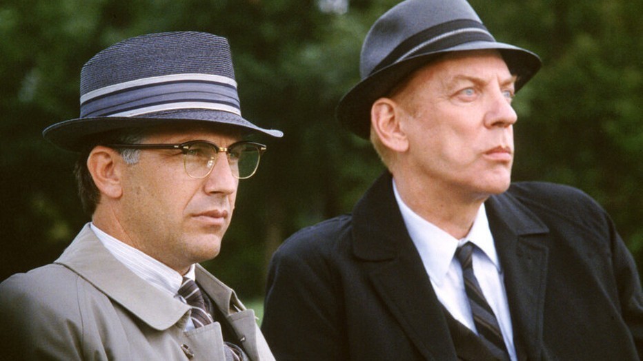 Kevin Costner en Donald Sutherland in JFK Kevin Costner en Donald Sutherland in JFK