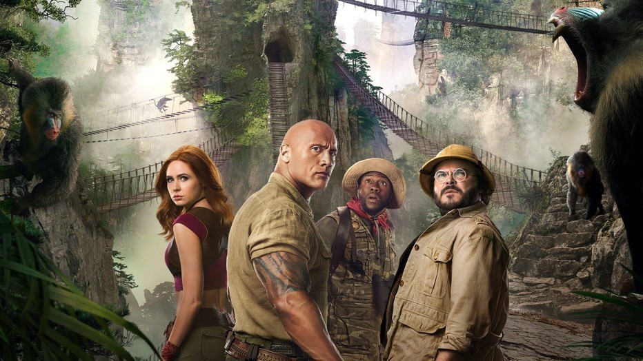 Dwayne Johnson en overige castleden Jumanji: The Next Level