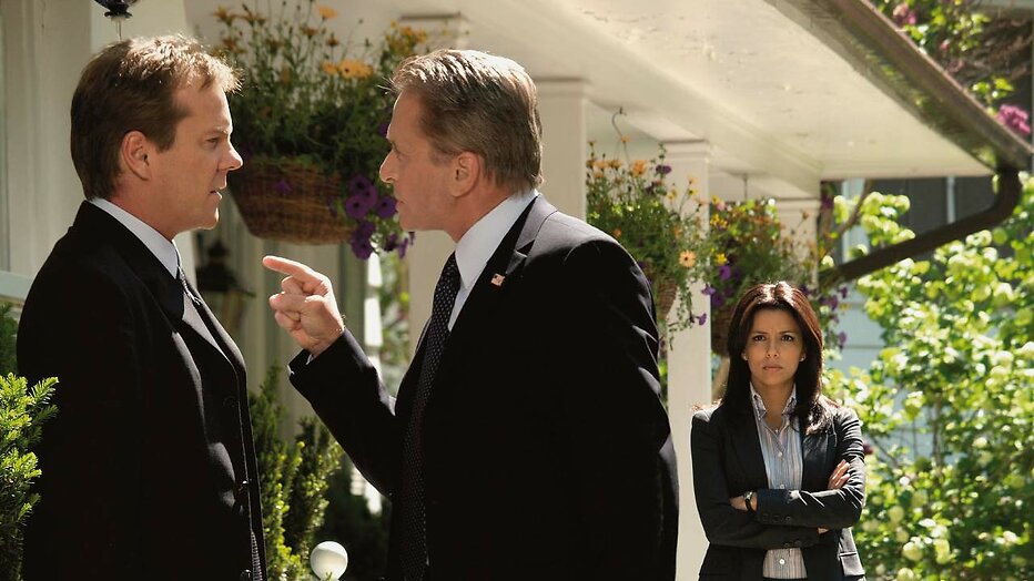 Kiefer Sutherland, Michael Douglas en Eva Longoria Kiefer Sutherland, Michael Douglas en Eva Longoria