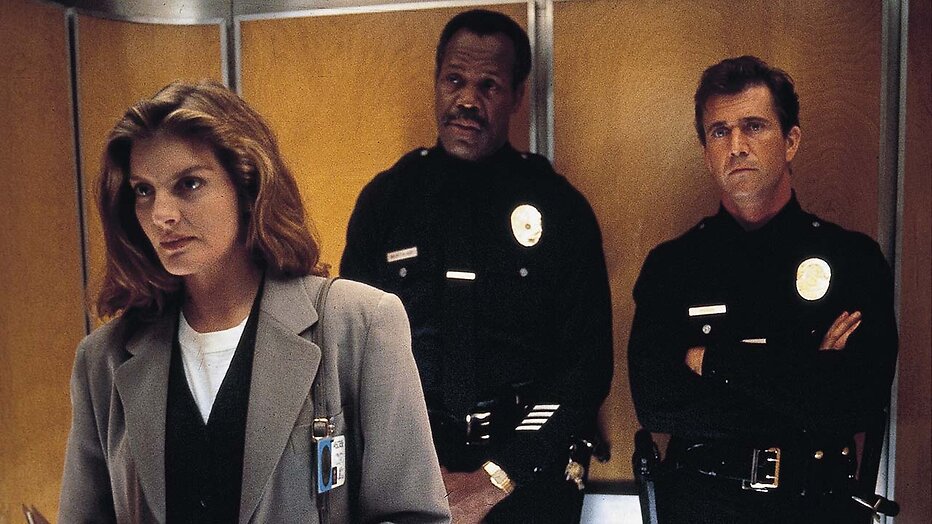 Rene Russo als Lorna Cole, Danny Glover als Rogher Murtaugh en Mel Gibson als Martin Riggs (Lethal Weapon 3)