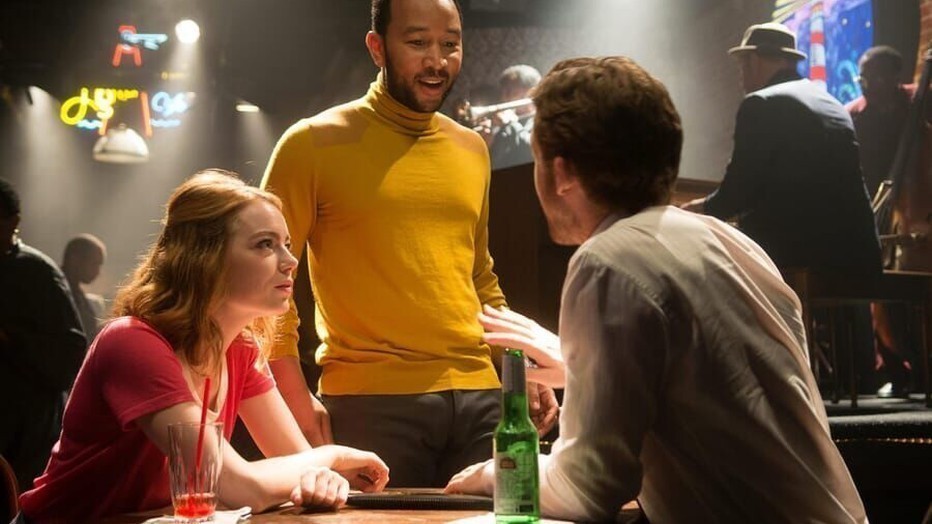 Emma Stone, Ryan Gosling en John Legend in La La Land