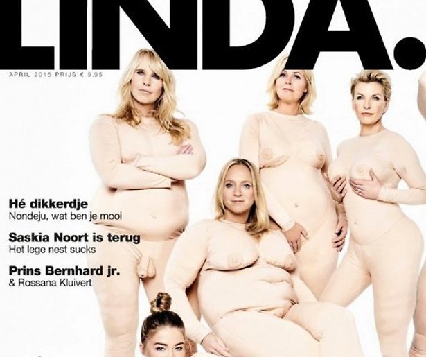 Linda de Mol toch niet naakt op cover, maar in dikmaakpak