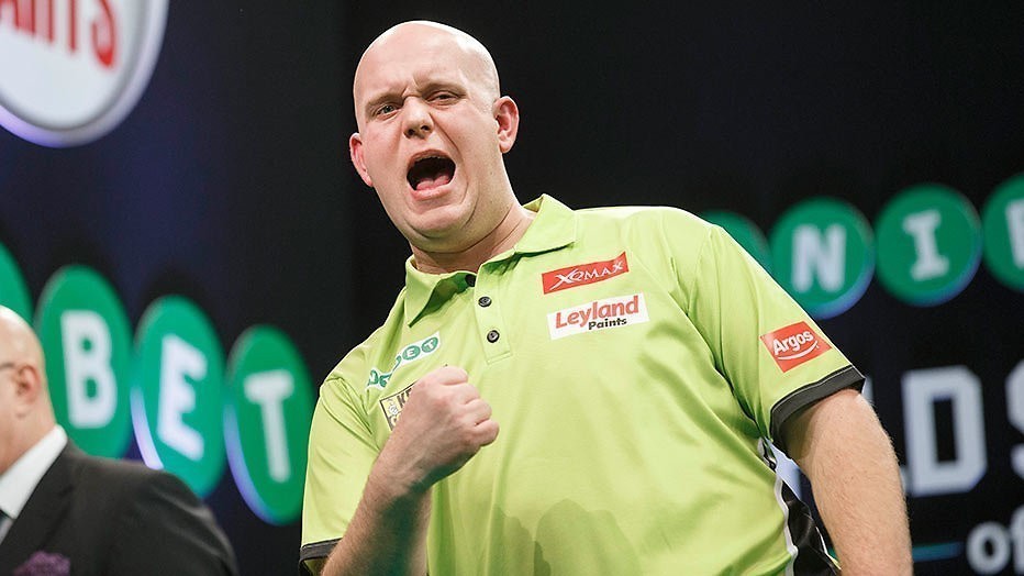 Michael van Gerwen in de finale van het WK Darts 