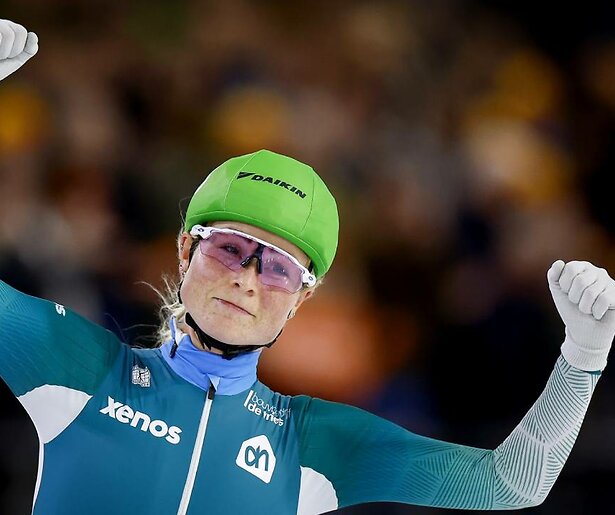 Jorrit Bergsma en Marijke Groenewoud gaan voor de titel met de massastart tijdens de World Cup in Polen