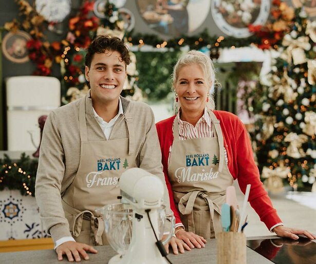 Mariska en Frans Jr. Bauer bakken erop los in de kerstspecial van Heel Holland Bakt