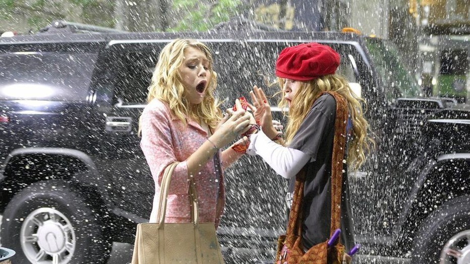 Ashley en Mary-Kate Olsen voor New York Minute Ashley en Mary-Kate Olsen voor New York Minute