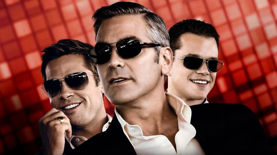 Brad Pitt, George Clooney en Matt Damon in Ocean's Thirteen Brad Pitt, George Clooney en Matt Damon in Ocean's Thirteen