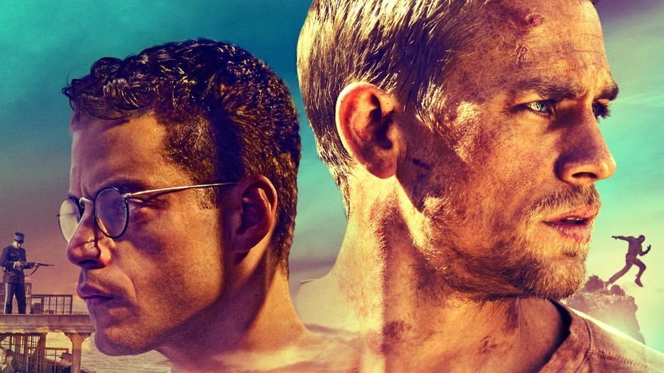 Rami Malek en Charlie Hunnam in Papillon Rami Malek en Charlie Hunnam in Papillon