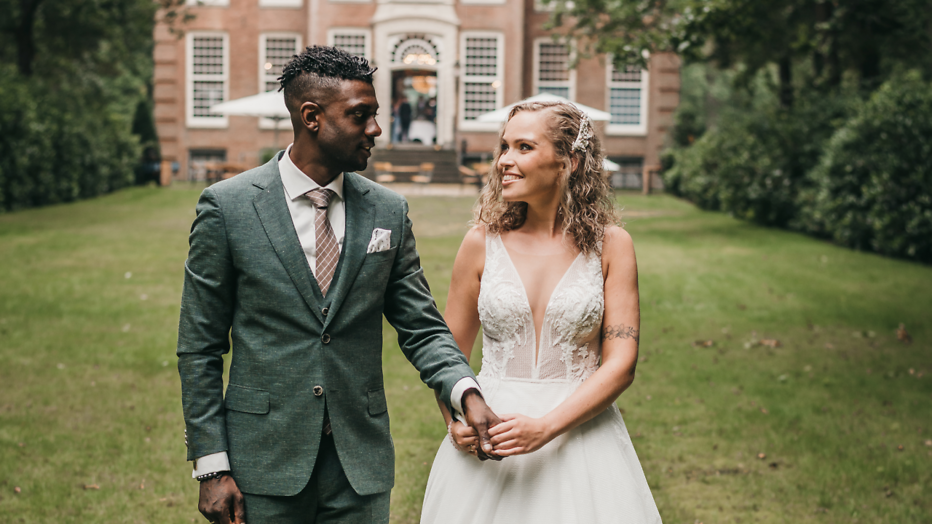 Astleigh en Rowan op hun MAFS-bruiloft. Astleigh en Rowan op hun MAFS-bruiloft.