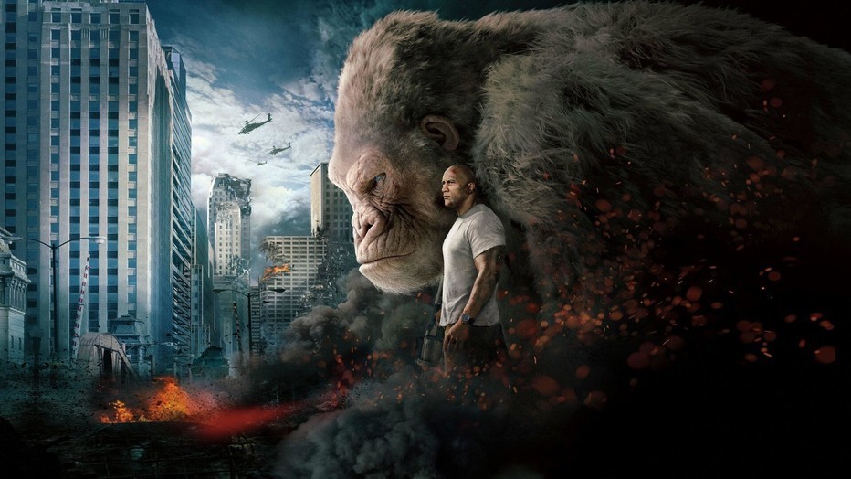 Dwayne Johnson versus reuzengorilla in Rampage: Big Meets Bigger Dwayne Johnson versus reuzengorilla in Rampage: Big Meets Bigger