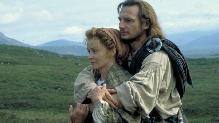 Liam Neeson en Jessica Lange in Rob Roy